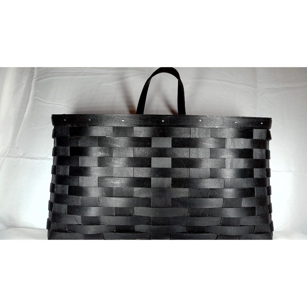 Longaberger Tidy Up Basket Set Black Maplewood‎ Handmade Protector Included